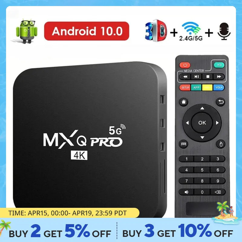 tv box MXQ-PRO 5G 4k hd android 10.0 caixa de tv inteligente 2.4/5g duplo-wifi 3d vídeo media player home theater tv set-top box